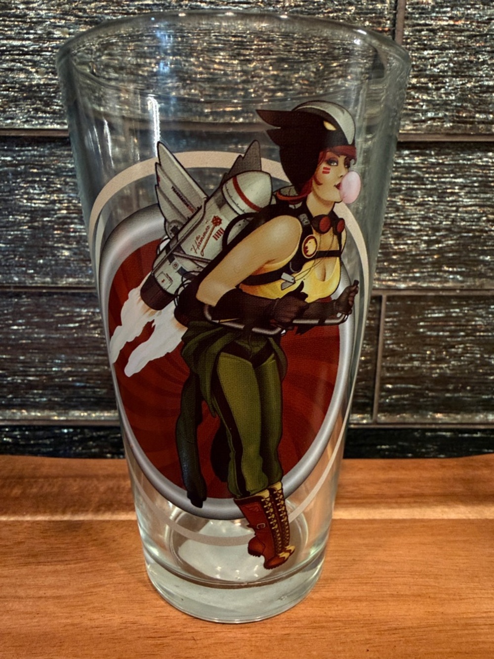 Hawk Girl DC Toon Tumblers Jetpack Pin-Up Pint Glass Bubblegum Red Oval Graphic